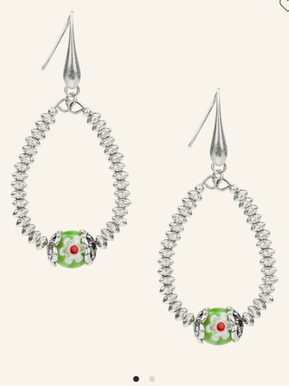 Patricia Nash Tear Drop Earrings NWT Silver Ox / Green - Picture 3 of 5